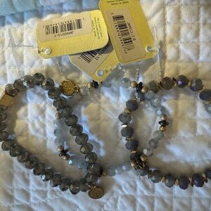 Elegant Gray Beaded Bracelet Set